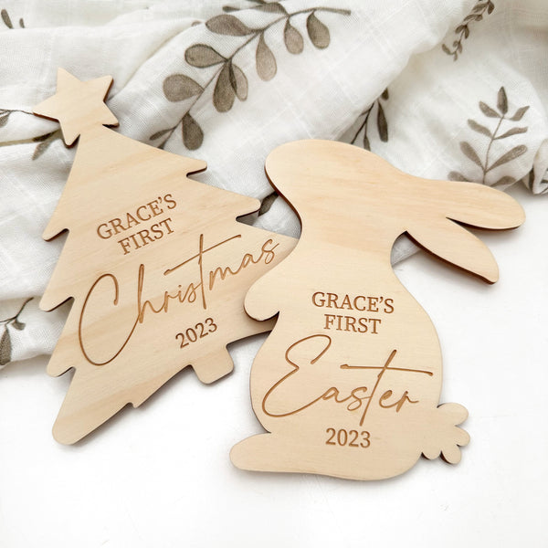 Personalised Milestone Plaque - First Christmas (Christmas Tree)