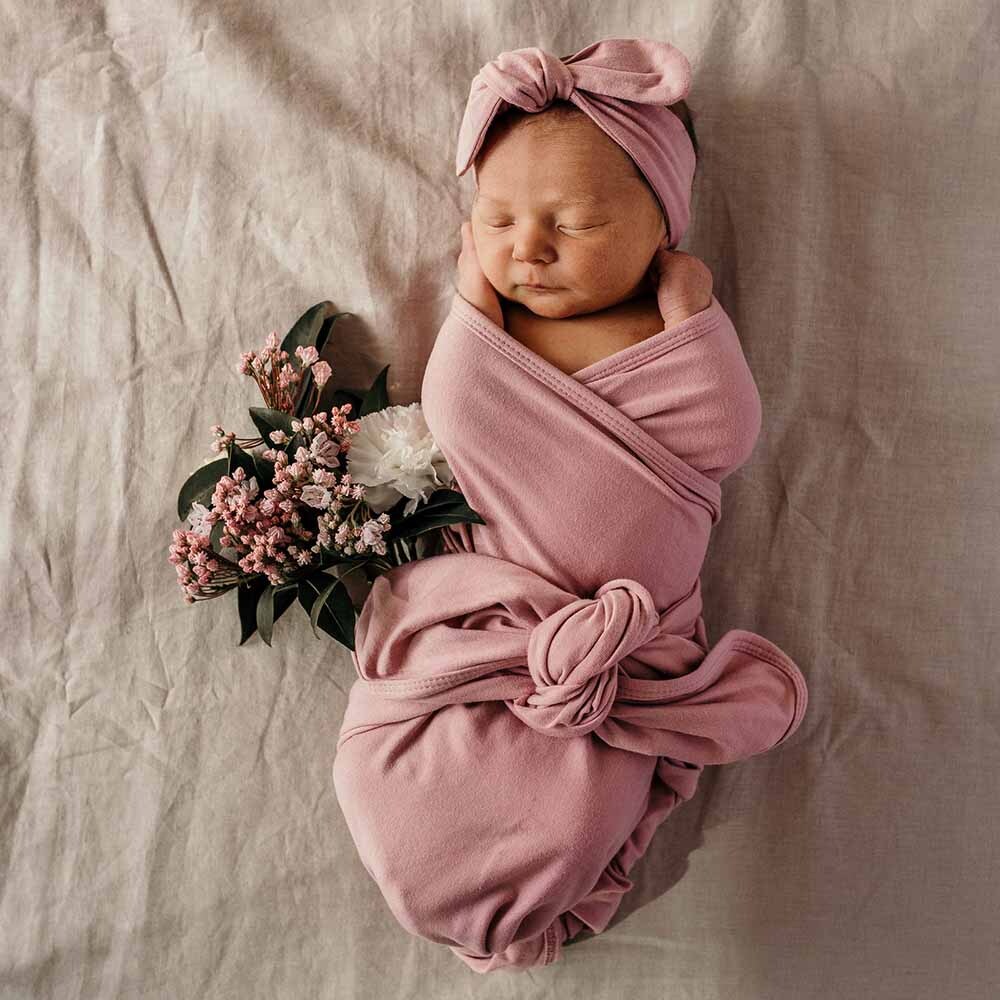 Jersey Swaddle Wrap & Topknot/Beanie Set - Snuggle Hunny Kids