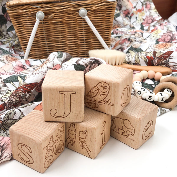 Personalised Wooden Baby Blocks - Original