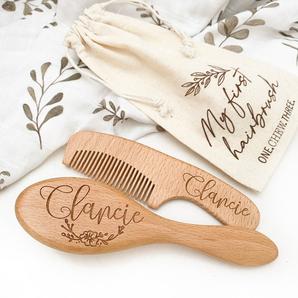 Personalised Baby Hairbrush Comb Set