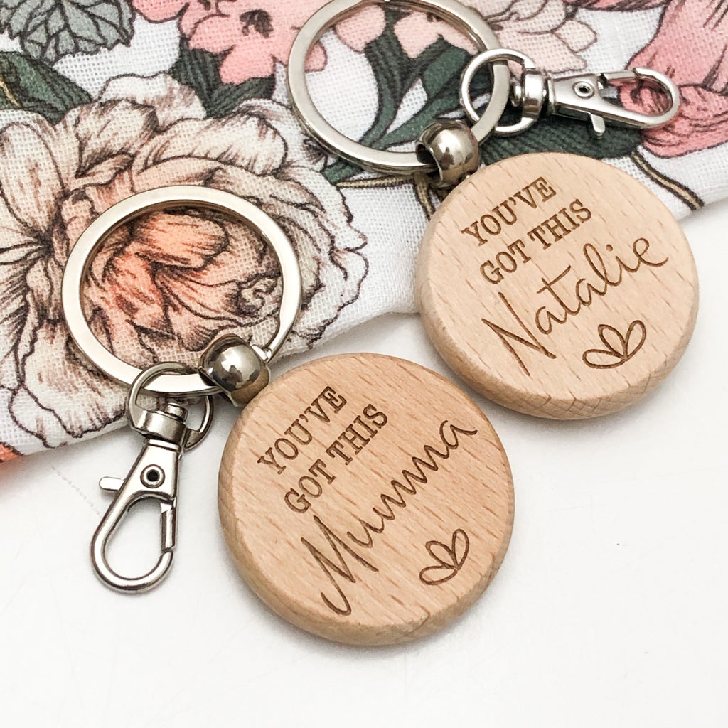 Personalised MUMMA MANTRA or NAME Timber Keyring