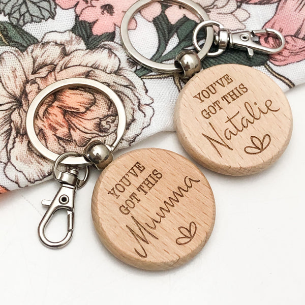 Personalised MUMMA MANTRA or NAME Timber Keyring