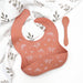 Silicone Catch Bib & Spoon Set - Christmas Foliage