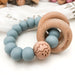 ELEMENTS Silicone and Beech Wood Rattle Teether
