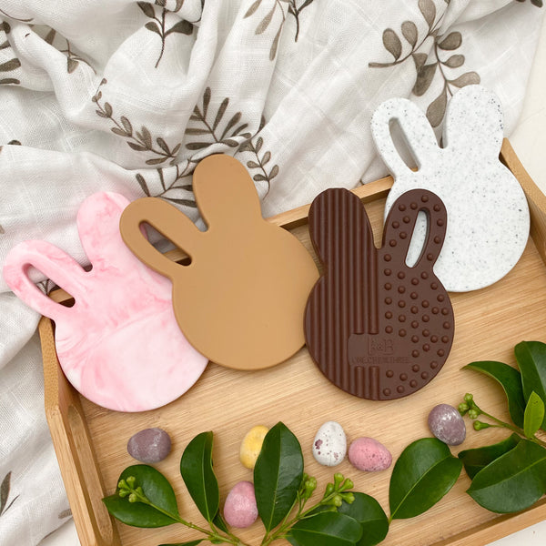 Easter Edition CHOCOLATE BUNNY Silicone Teething Disc