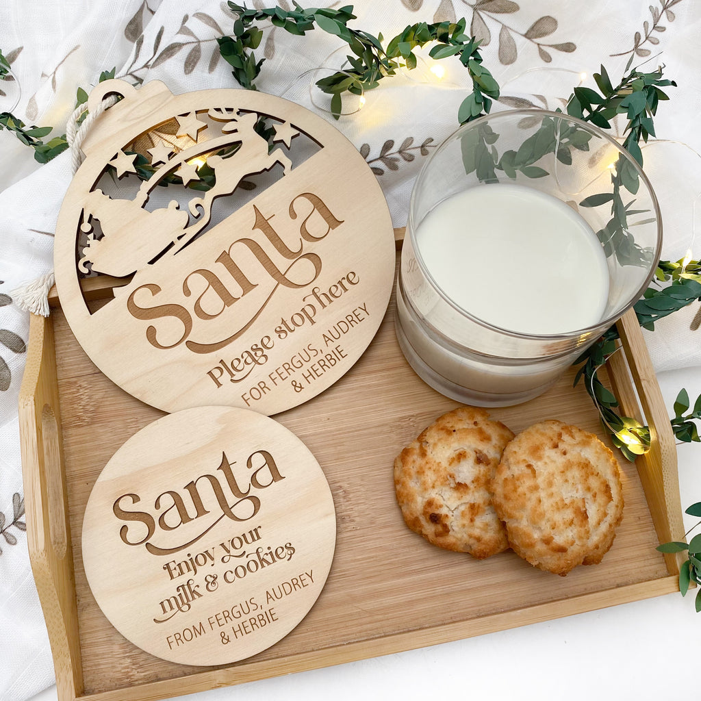 Personalised Santa 'Please Stop Here' Sign Set - A Christmas Story