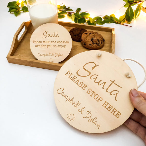 Personalised Santa 'Please Stop Here' Sign Set - Single Star