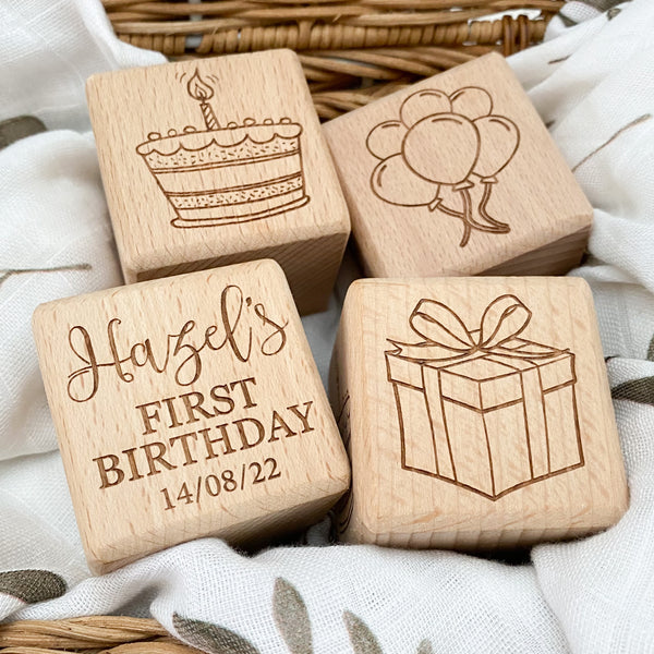 Personalised Timber Keepsake Block - First Birthday