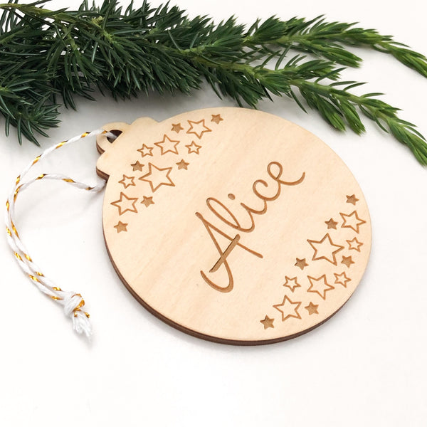 Personalised Christmas baubles - Timber -  - ONE.CHEW.THREE Boutique teething, modern accessories