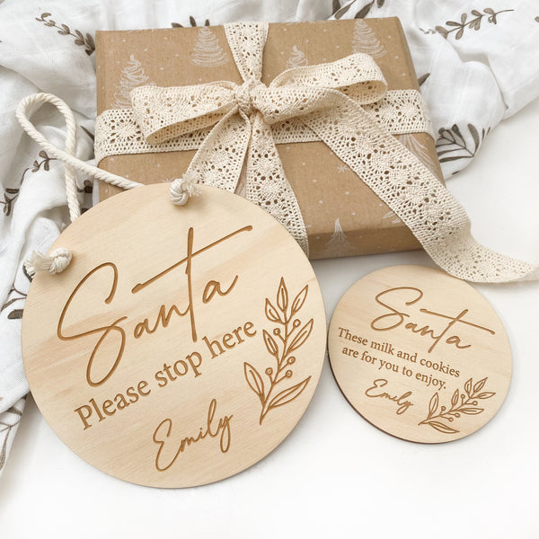 Personalised Santa 'Please Stop Here' Sign Set - Signature Series