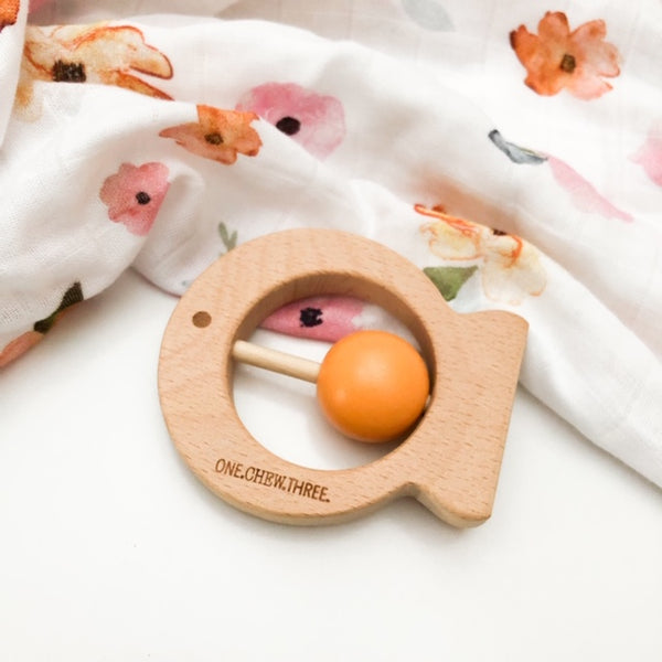 Natural Wood Ring Teether - fish – Aspen & Maple