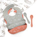 Silicone Catch Bib & Spoon Set - Christmas Foliage