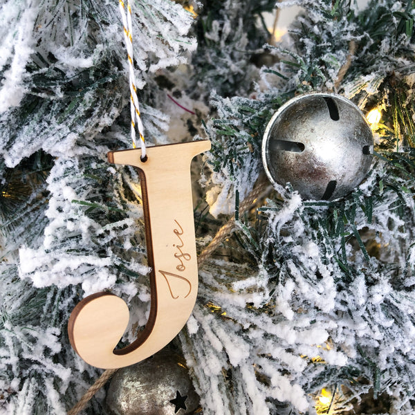 Personalised Christmas baubles / gift tags - Timber Initials