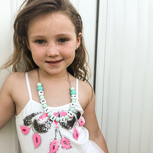 PERSONALISED 'Mini Me' Kids Silicone Necklace (3 years +) - Necklaces - ONE.CHEW.THREE Boutique teething, modern accessories