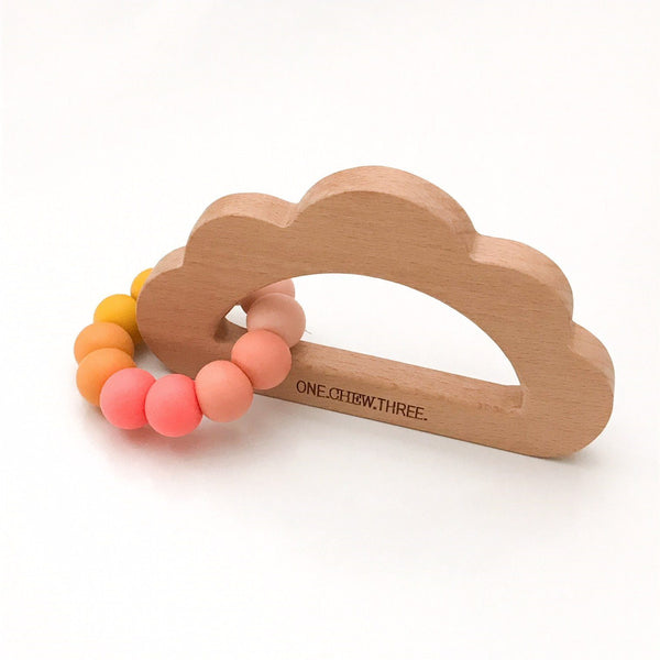 CLOUD Silicone and Beech Wood Teether teething baby essentials