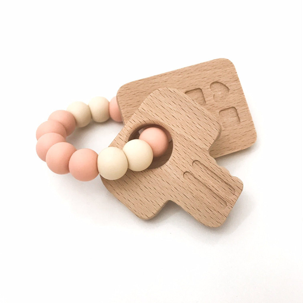 KEYS TO MY HEART Silicone and Beech Wood Teether - Teethers - ONE.CHEW.THREE Boutique teething, modern accessories