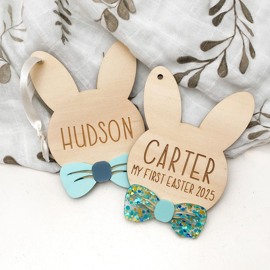 Personalised Easter Basket Bunny Tag - Bowtie