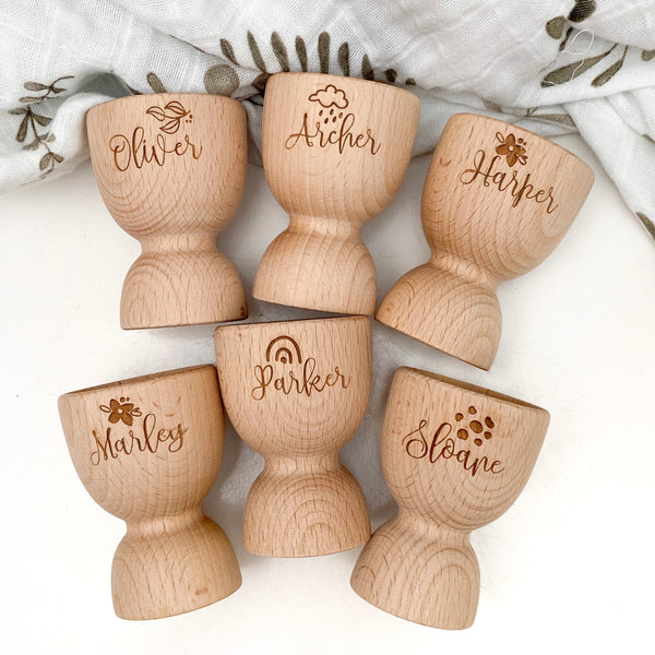 Personalised Beechwood Egg Cup - Elements