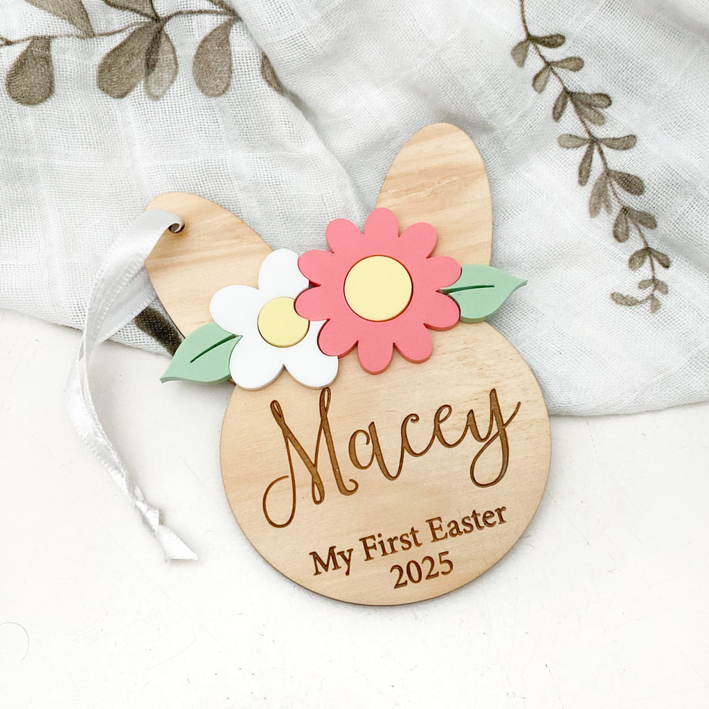 Personalised Easter Basket Bunny Tag - Flower Crown