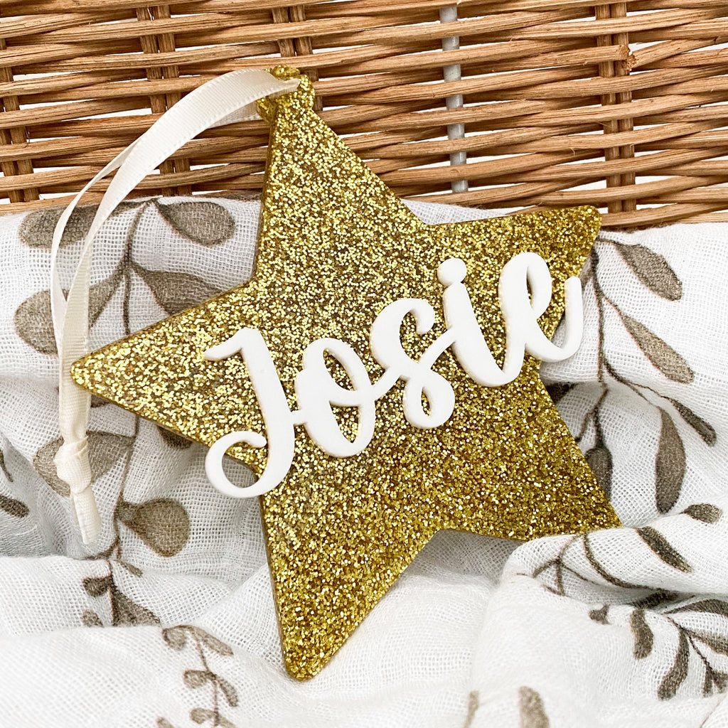 Personalised Christmas baubles - Glitter Stars