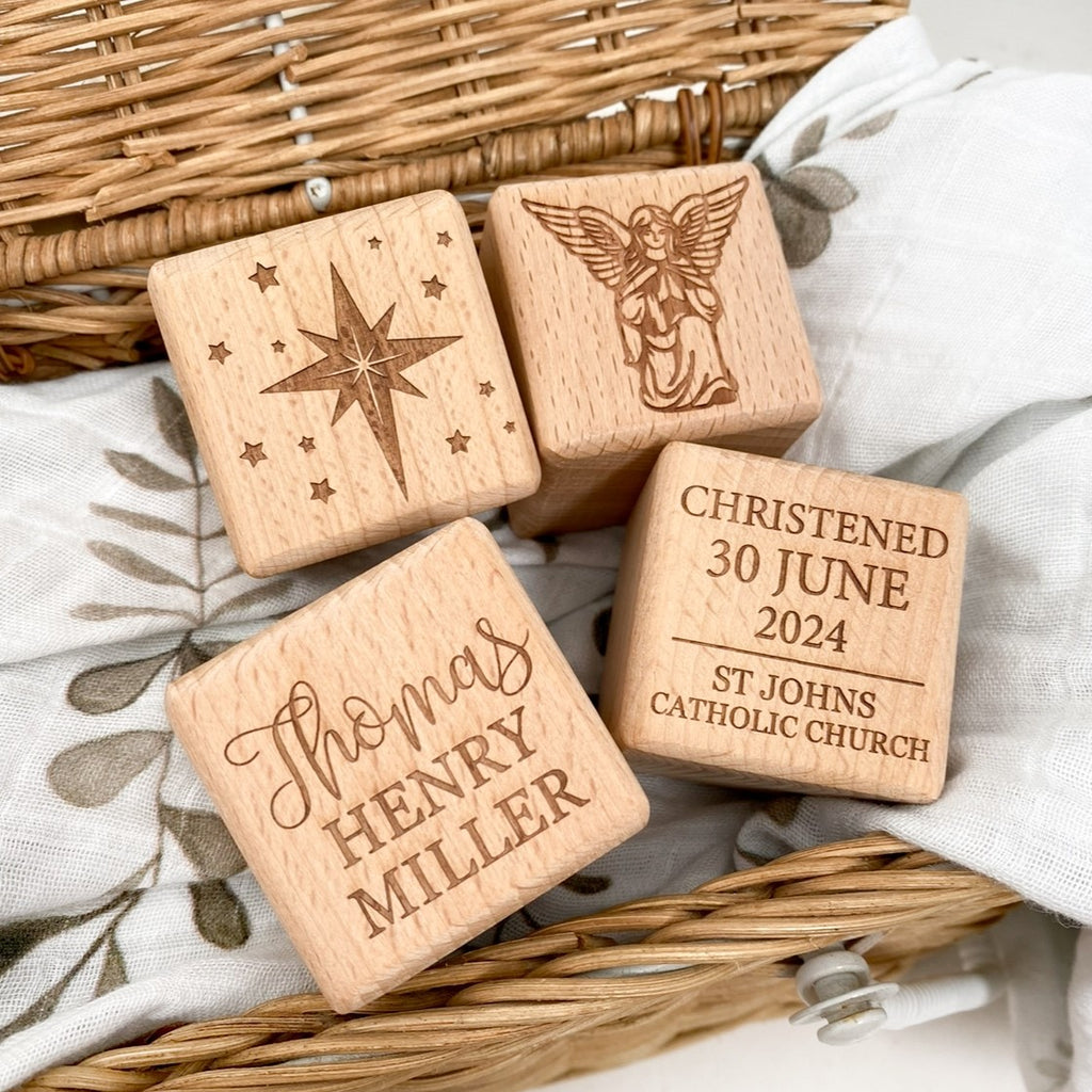 Personalised Timber Keepsake Block - Christening