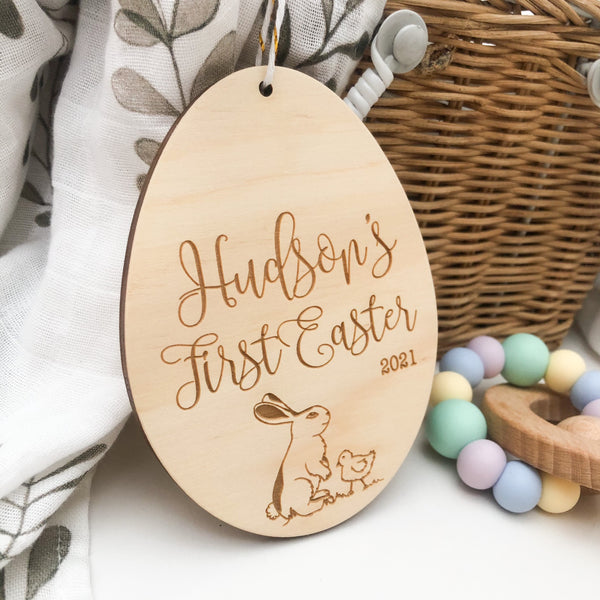 Personalised Milestone Plaque - First Easter (Easter script / various designs)