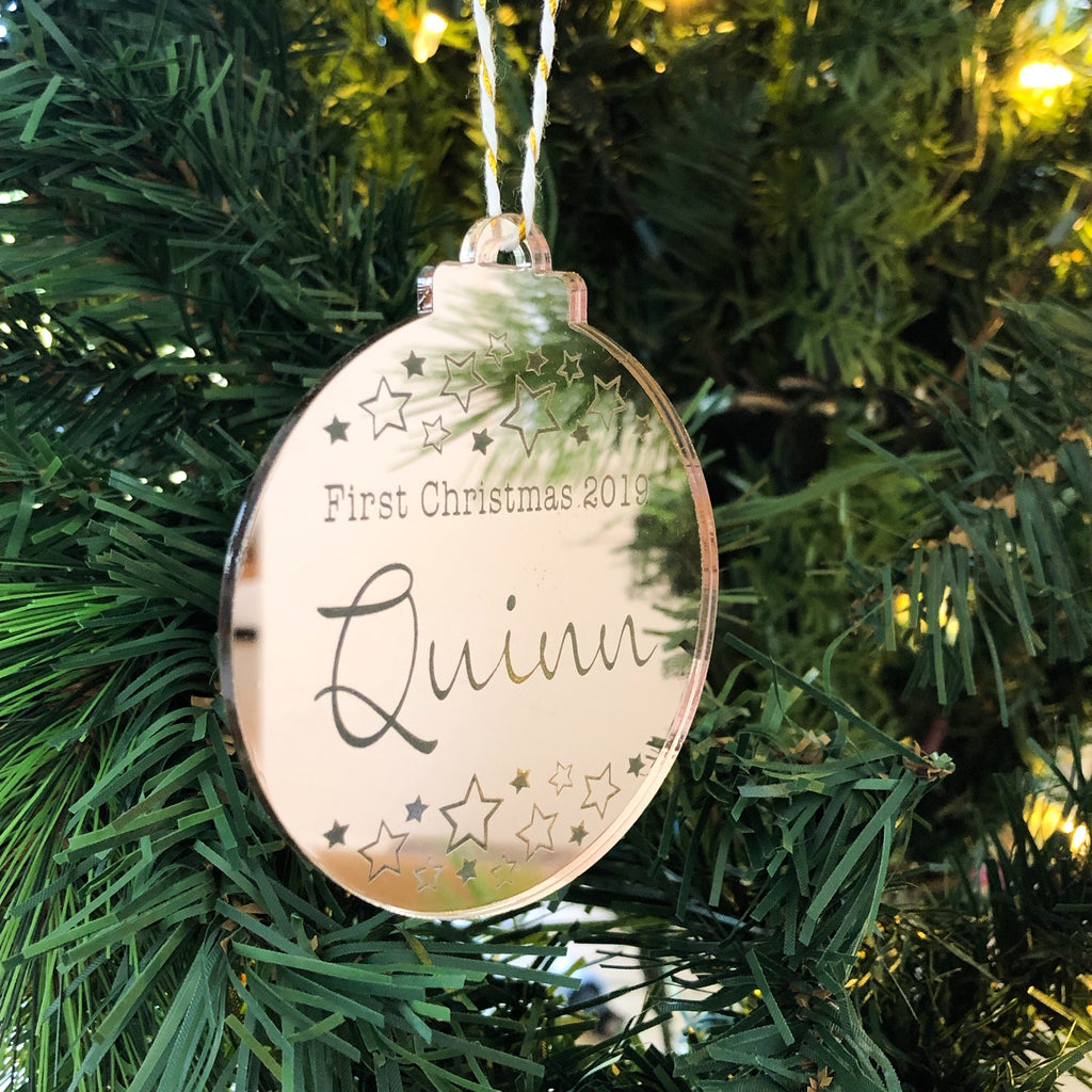 Personalised Christmas baubles - Mirror -  - ONE.CHEW.THREE Boutique teething, modern accessories