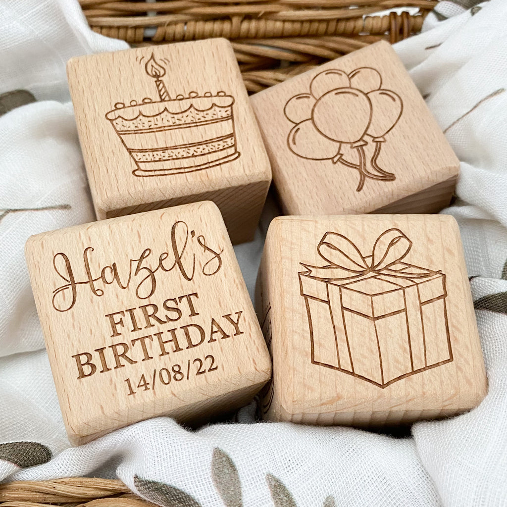 Personalised Timber Keepsake Block - First Birthday