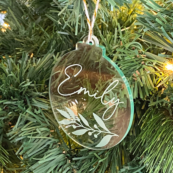 Personalised Christmas baubles - Glass-look Holly Branch