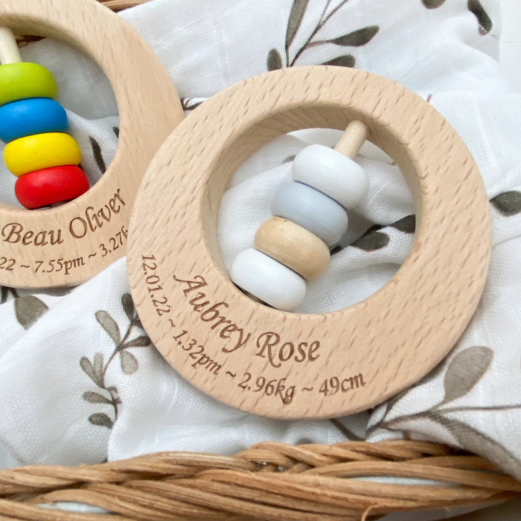 Premium Beech Wood Rattle Teether - DISC