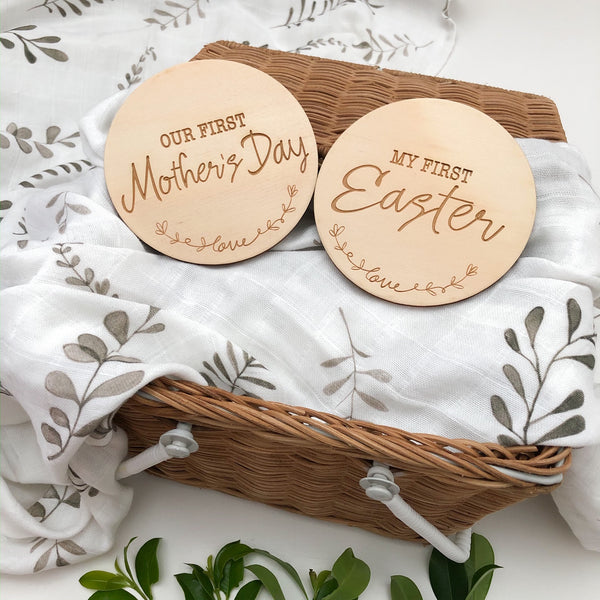 Baby Milestone Plaques - Special Firsts, First Easter, First Mother's Day (various designs) -  - ONE.CHEW.THREE Boutique teething, modern accessories