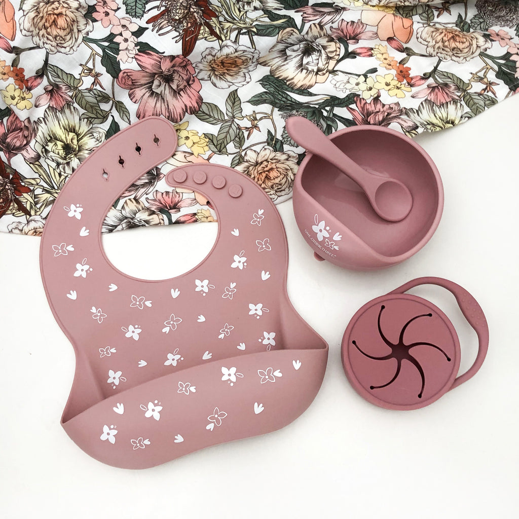 Ultimate Feeding Set - Silicone Bowl, Bib and Snack Cup