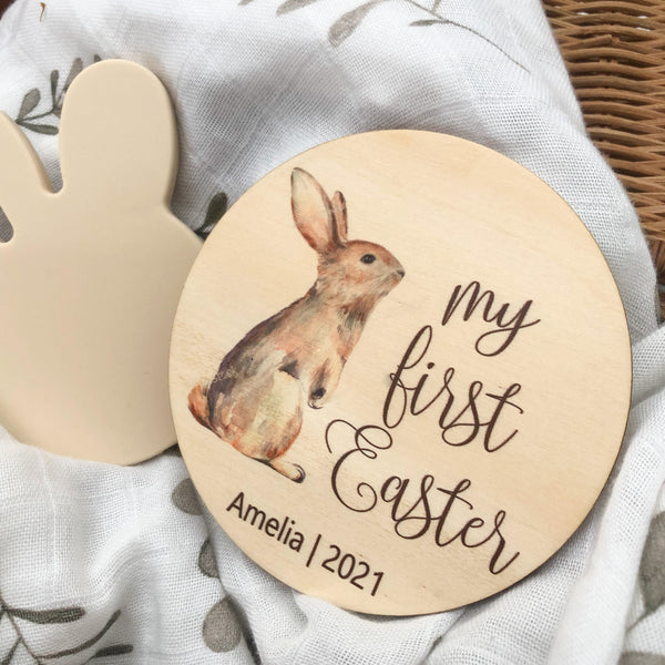 My First Easter Milestone disc - Timber Colour Print (various designs)