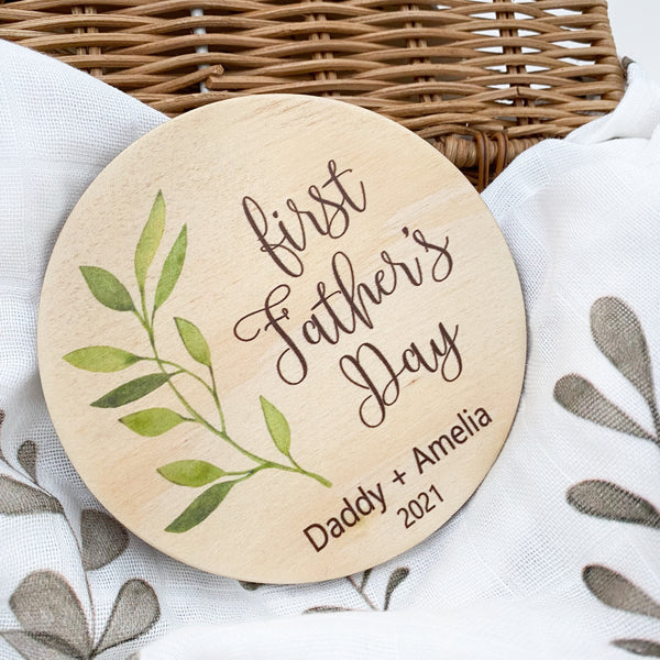 First Father's Day Milestone disc - Timber Colour Print