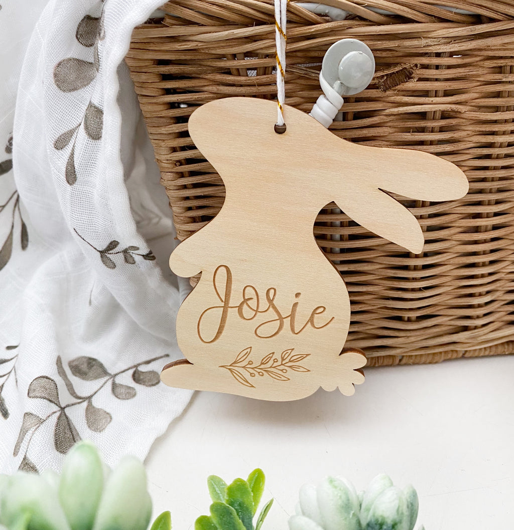 Personalised Easter Basket Bunny Tag - Timber Standing Bunny