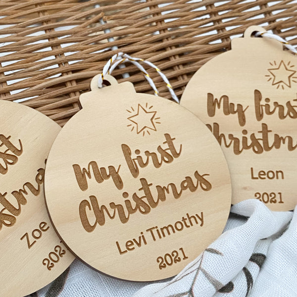 Personalised Christmas bauble - My First Christmas (original design)