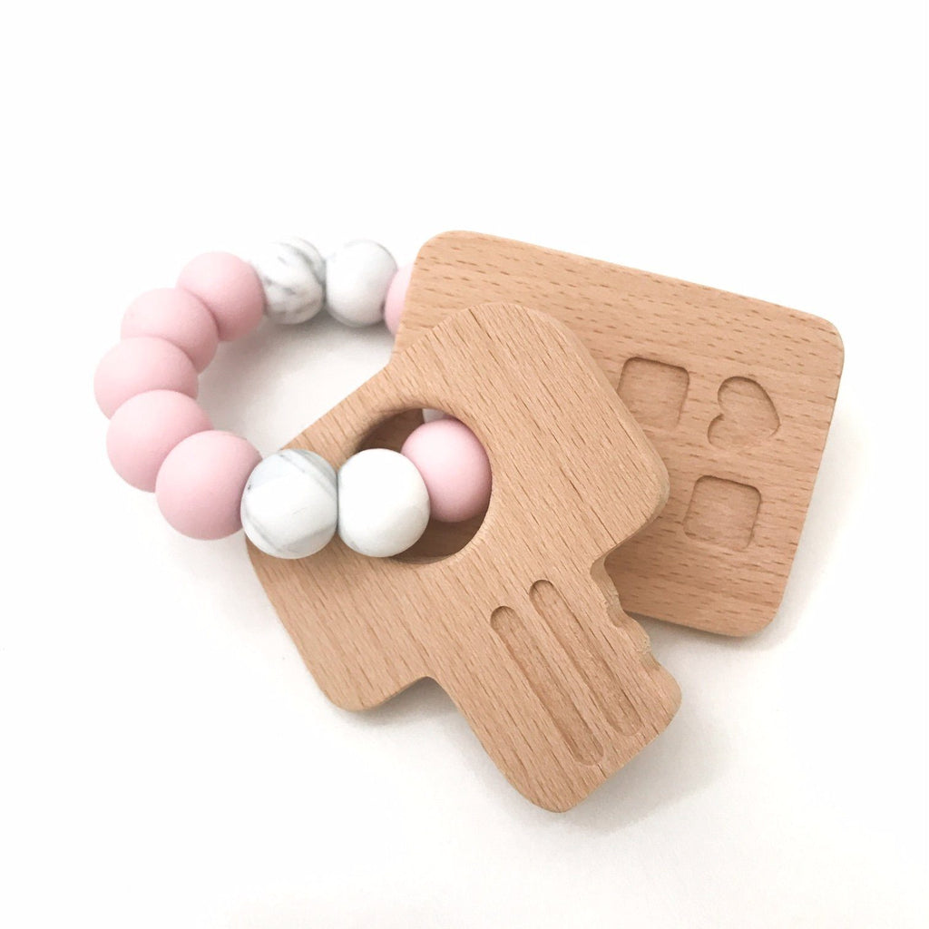 KEYS TO MY HEART Silicone and Beech Wood Teether - Teethers - ONE.CHEW.THREE Boutique teething, modern accessories