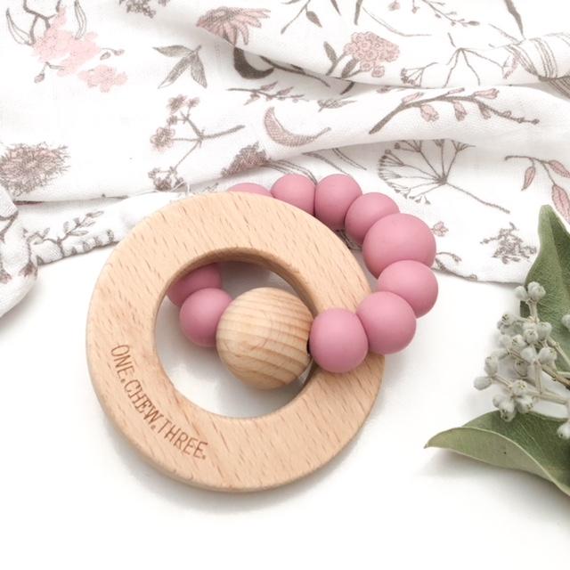 SOLAR Silicone and Beech Wood Teether **Sample Sale** - Teethers - ONE.CHEW.THREE Boutique teething, modern accessories